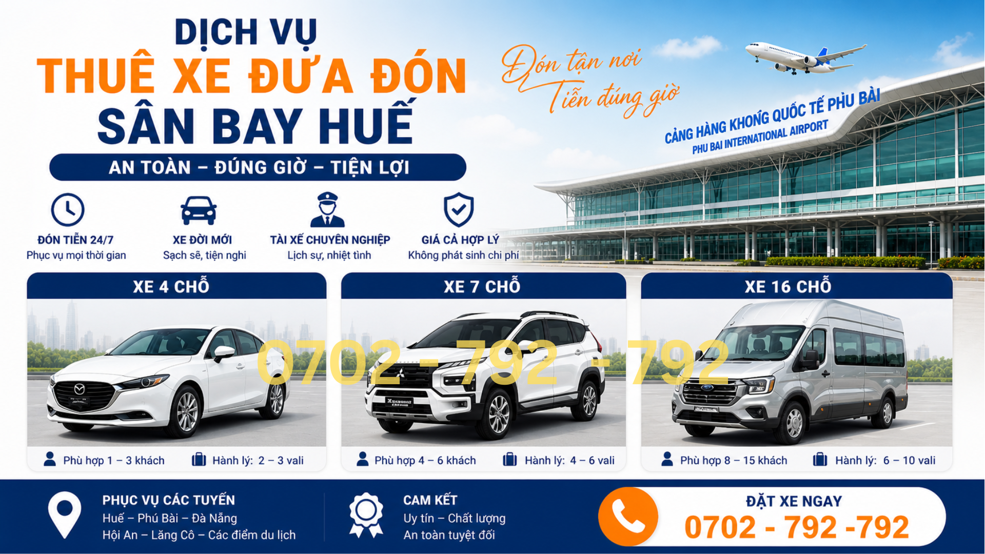 xe đưa đón sân bay huế