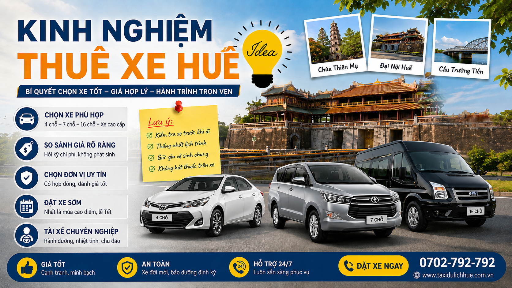 kinh nghiệm thuê xe huế